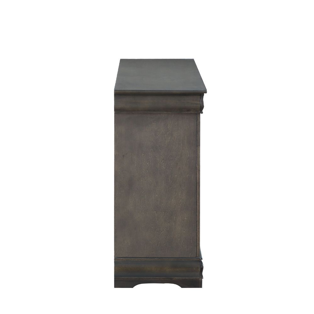 Bring casual elegance into your home with the Louis Phillipe bedroom collection. This six drawers dresser offers any bedroom a sophisticated look. Finished in a classic finish with metal hardware, the simple moldings and luxurious pull handles add subtle 