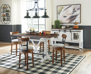 Rustic cottage styling. D546-01 white. D546-124/130 black metal, rustic brown finish, beige fabric cushioned seat. D546-224/230 black metal, rustic brown swivel seat. D546-324/330 black metal and distressed vintage white finish, beige swivel seat. D546-42