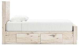 Lawroy - Light Natural - Twin Panel Bed With 2 Under Bed Storage Units