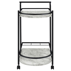 Desiree - 2-Tier Faux Marble Shelf Metal Bar Cart - Black