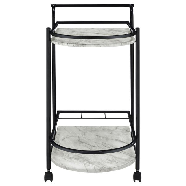 Desiree - 2-Tier Faux Marble Shelf Metal Bar Cart - Black