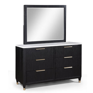Elevate your sanctuary with this chic and contemporary bedroom ensemble that blends functionality with a sleek, modern aesthetic. The collection features a luxuriously upholstered bed, showcasing a high headboard and footboard with a refined fabric select