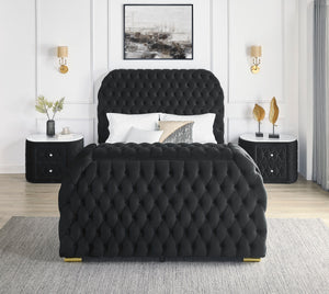  deeply tufted headboard that extends all th