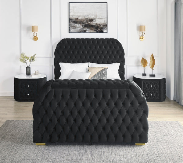  deeply tufted headboard that extends all th