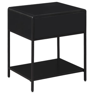 Amherst - 1-Drawer Radio Weave Rattan Metal Side Table - Black