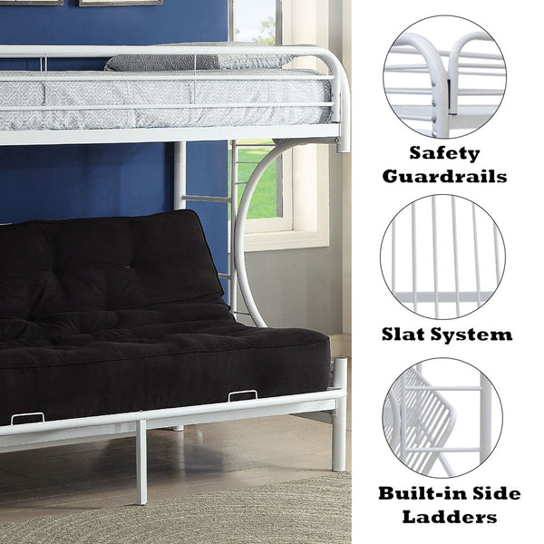 Eclipse - Twin Over Full Over Futon Bunk Bed - White