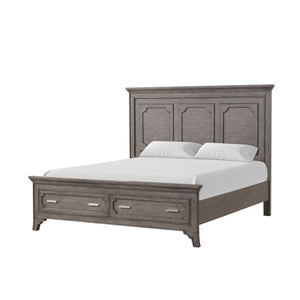 Transform your bedroom into a haven of sophistication with the Lisbon Bed in Gray. Crafted from Acacia solid wood and eco-friendly embossed oak laminate, this bed boasts enduring strength and durability. Its multi-step gray finish enhances the natural bea