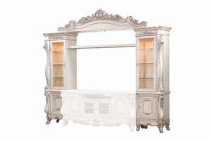  the beautiful Gorsedd entertainment center features Queen Anne legs and carved apron and trim