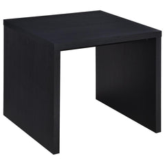 Elevate your living space with this minimalist end table, offering modern style and functionality. Crafted from durable engineered wood and finished with a sleek black, scratch-resistant laminate veneer, it delivers a clean-lined silhouette. This versatil