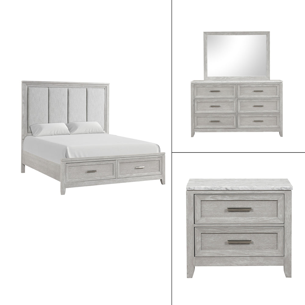 Fiona - 5/0 Queen 4 Piece Bedroom Set (Bed & Dresser & Mirror & Nightstand) - Gray
