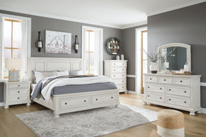 Elegant, timeless furnishings take your bedroom to the next level. Nothing does that better than this set. The antiqued white finish with a wonderful grain texture radiates sophistication, while the dark bronze-tone hardware adds an ornate touch to the ha