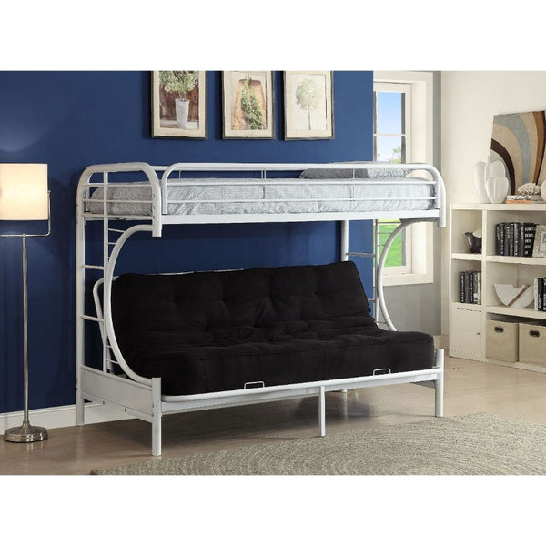 Eclipse - Twin Long Over Queen Over Futon Bunk Bed - White