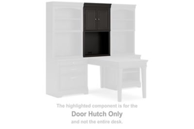 This door hutch is made with solid wood frames, elm veneer and MDF substrate. Pairs with other items in the series to make a home office kit.<br><br><b>Additional Dimensions</b><br><ul><li>Door opening: 0-"</li><li>Opening: 0-"</li><li>Adjustable shelf: 0