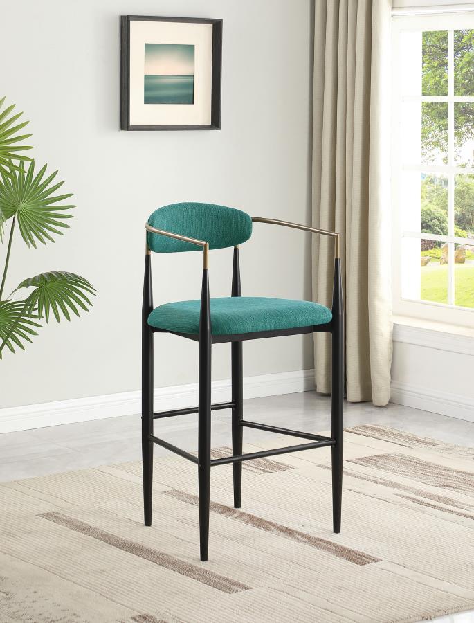 Take your kitchen or dining room decor to stylish new heights with the mid-century flair of a set of two modern barstools. Each offers an airy, open silhouette with its pairing of a plush seat and slender backrest, both with foam cushioning and stylish up
