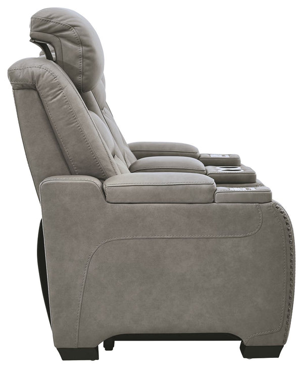 The Man-Den - Gray - PWR REC Loveseat/Con/Adj HDRST