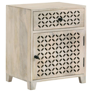 Built from an eco-friendly solid mango wood for sustainable homes, this contemporary accent cabinet makes a striking statement piece in a space. Designed with a lightly hued, whitewash finish, this accent table lends itself nicely to a variety of color pa