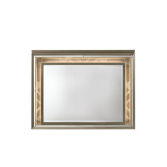Mirror Beveled Edge (4mm Thick) Wooden Frame with LED Touch Light Shape: Rectangular Orientation: Landscape<br/><br/><b>Product Features</b><ul><li>Case: 1Pc/1Ctn</li><li>Finish: LED & Dark Champagne</li><li>Style: Glam</li><li>Materials: LED, Wood, Mirro