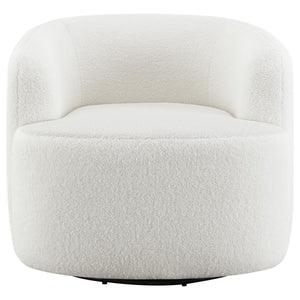  this accent chair is perfect for open floor plans and versatile spaces. The vintage-inspired barrel-like design offers ul