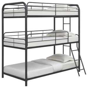 Garner - Metal Twin Triple Bunk Bed - Gunmetal