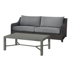 Revamp your outdoor space with the Skye 2-piece 3 Seater Sofa in Gray, accompanied by a matching Coffee Table. Crafted with aluminum frames boasting a baked-on powder finish, this set ensures robustness and enhanced scratch resistance. Its high-density HD