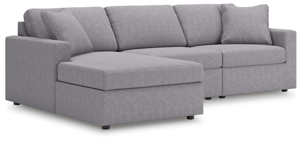 Looking cool and contemporary is great. But when it comes down to it, youâ€™re all about low-maintenance lounging. With the performance fabric on this sectional with chaise, cleaning spills is a breeze. Its customizable modular design caters to your ever-