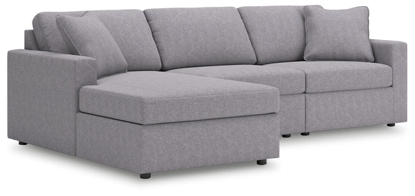 Looking cool and contemporary is great. But when it comes down to it, youâ€™re all about low-maintenance lounging. With the performance fabric on this sectional with chaise, cleaning spills is a breeze. Its customizable modular design caters to your ever-
