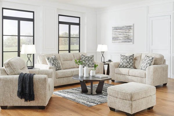 This living room set speaks to those drawn to fresh, contemporary style with richly neutral appeal. Subtle and sophisticated, the plush upholstery and dark tri-block legs are a natural complement for so many color schemes. Accent pillows make the seating 