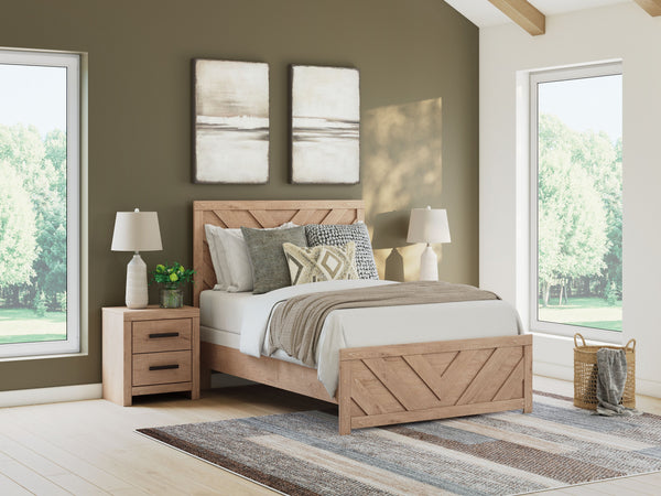  effortlessly creating an inviting atmosphere for a restful nightâ€™s sleep. A striking chevron pattern adds texture an