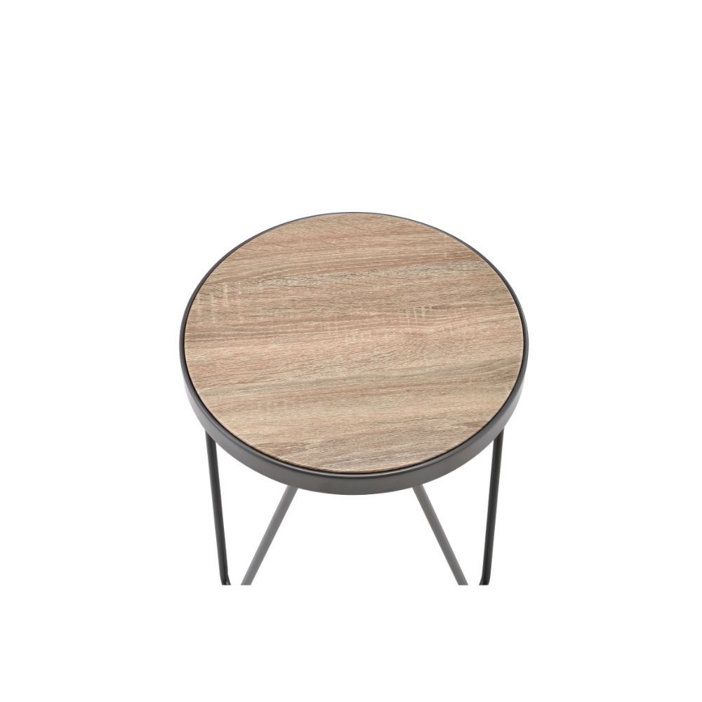 The Bage occasional collection express your hipness with stylish industrial inspired design, its Weathered Gray top is the perfect match for your living room space. Its banded edge gives it a solid look setting on the 3 -"V-" dark metal legs.<br/><br/><b>