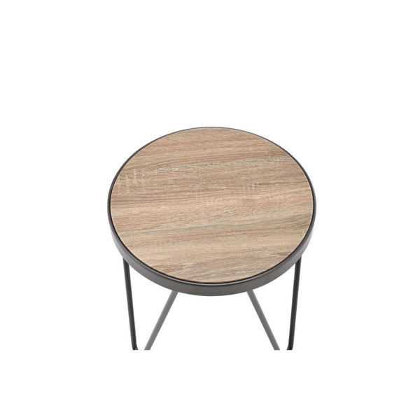  its Weathered Gray top is the perfect match for your living room space. Its banded edge gives it a solid look setting on the 3 -"V-" dark metal legs.<br/><br/><b>