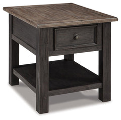 Shabby chic with a hint of down-home country, this rectangular end table is all the talk of todayâ€™s design world. Wood grain shows through the weathered gray-brown top in all of its earthy pleasure. Lovely traditional hardware adorns the framed drawer.<