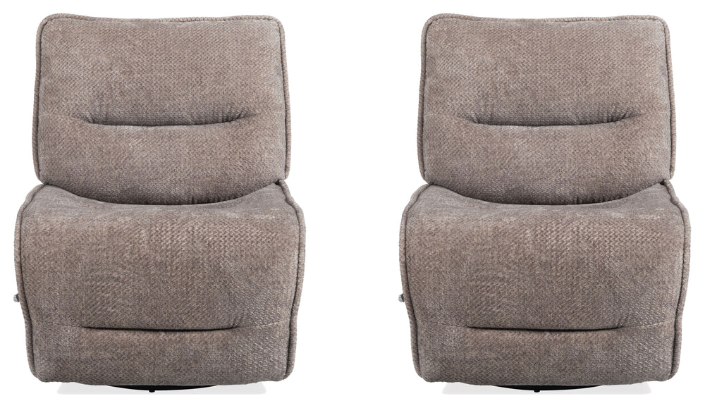 The Leo manual swivel glider recliner is a stylish, durable chair crafted with high-performance materials. Featuring padded backs and sides and a manual recline pull, this chair offers a modern look and a perfect blend of relaxation and versatility with i