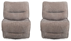 The Leo manual swivel glider recliner is a stylish, durable chair crafted with high-performance materials. Featuring padded backs and sides and a manual recline pull, this chair offers a modern look and a perfect blend of relaxation and versatility with i