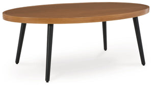 This outdoor coffee table recalls the aesthetics of nature to bring an inviting, high-style feel to your patio or lanai. Made of aluminum with a wood look tabletop, it combines beauty and longevity. Worried about the weather? Donâ€™t sweat itâ€”the durabl