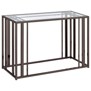 Adri - Glass Top Entryway Sofa Console Table - Black Nickel