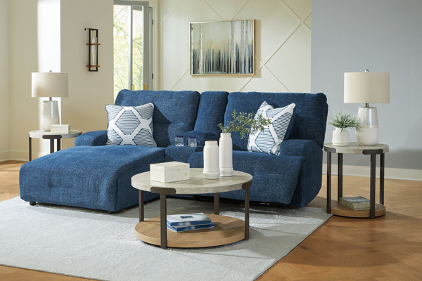Acklen Place - Navy - 3-Piece Power Reclining Sectional Sofa With Laf Chaise