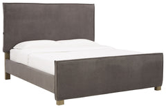 With a contemporary silhouette and downtown flair, this queen upholstered panel bed seamlessly fits in with existing modern decor. Its clean-lined profile and tailored slate gray upholstery give an urban sophistication. This chic bed also features a doubl