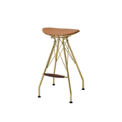 Fusing a simple modern design with an industrial color scheme, this Dragea bar stool is the perfect choice for any kitchen island, breakfast bar, or pub table. It features a gold metal frame with whiskey faux leather seat cushion. A streamlined silhouette
