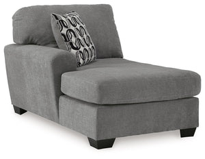 This left-arm facing corner chaise is made with polyester upholstery. Pairs with other items in the series to make a sectional.<br><br><b>Additional Dimensions</b><br><ul><li>Arm height: 26-"</li><li>Seat depth: 44-"</li><li>Seat height: 20-"</li><li>Top 
