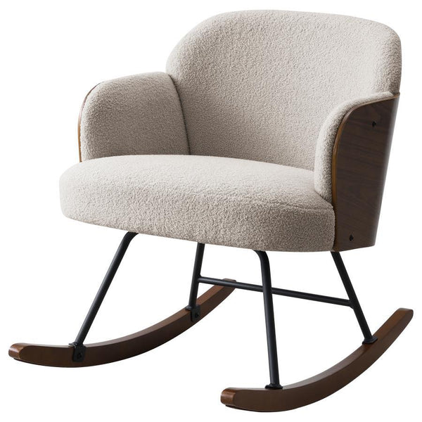 Paige - Boucle Upholstered Mid Back Rocking Chair - Beige