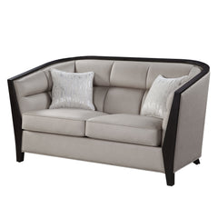 Create a homey and inviting casual space with Zemocryss Loveseat. The loveseat features tight back and loose seat cushion in beige fabric for a soft hue and cozy comfort. Pocket coil seating boasts good support and durability, with high shelter arms and t