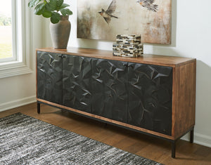 it instantly becomes the centerpiece of your room. The cabinet-'s interior shelves make it versatile for use as a buffet
