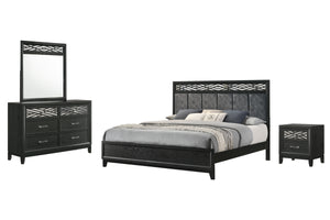 The Obsidian 4-Piece Bedroom Set is a perfect blend of contemporary style and enduring quality, designed to transform your bedroom into a luxurious retreat. This set includes a striking panel bed with a plush padded headboard, a spacious dresser, a matchi