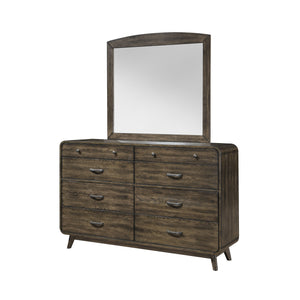 The Rex 8 Drawer Dresser & Mirror in Walnut Brown is a perfect blend of durability and style. This set includes a dresser and a mirror, both crafted from solid rubberwood, manufactured woods, and oak veneers, ensuring superior stability and longevity. The