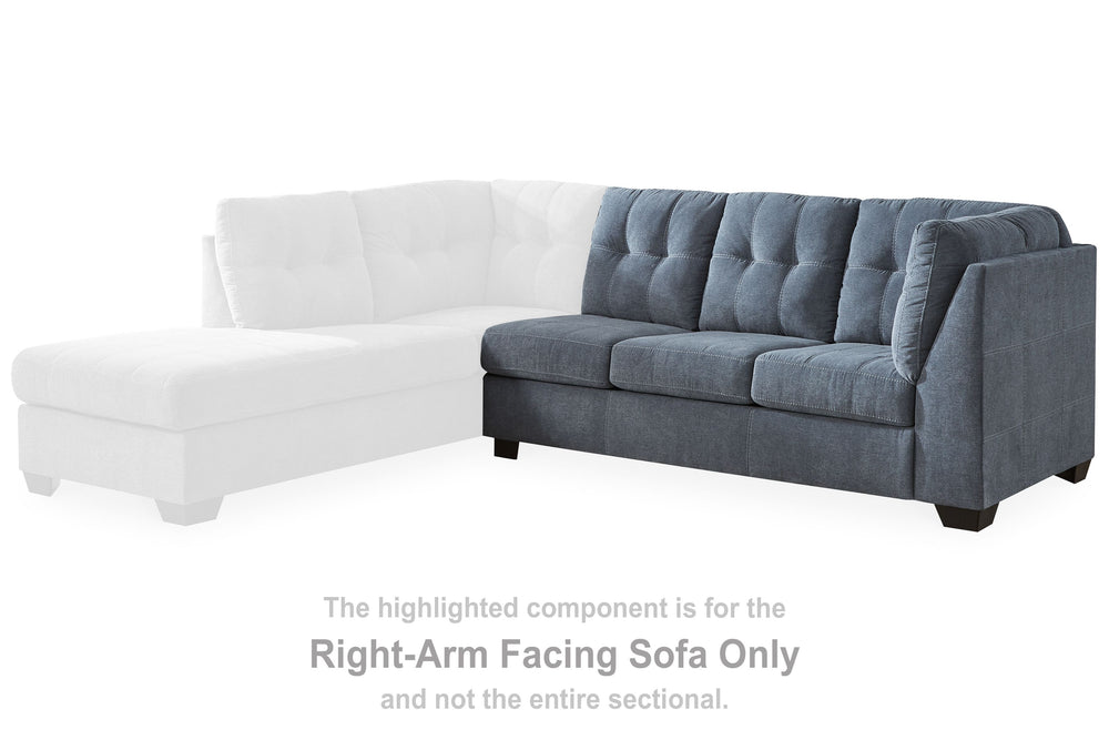 This right-arm facing sofa is made with polyester upholstery. Pairs with other items in the series to make a sectional.<br><br><b>Additional Dimensions</b><br><ul><li>Arm height: 38-"</li><li>Seat depth: 23-"</li><li>Seat height: 20-"</li><li>Top of cushi