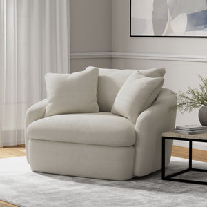 Boomer - Large Swivel Chair With 2 Toss Pillows (Set of 2) - Utopia Sand