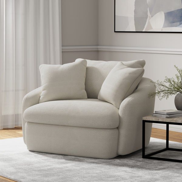 Boomer - Large Swivel Chair With 2 Toss Pillows (Set of 2) - Utopia Sand