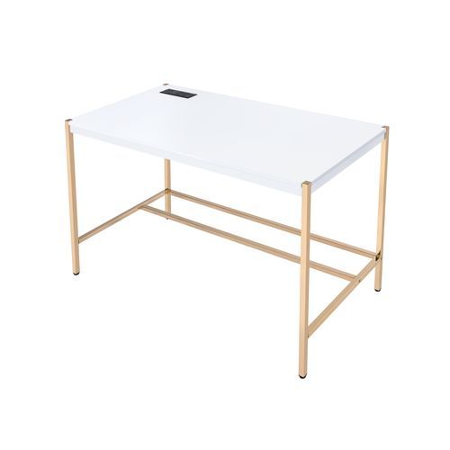 Midriaks - Writing Desk - White & Gold Finish
