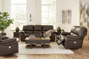 Focus on function. This practical living room set balances contemporary character and irresistible comfort. Affordable combination leather and faux leather upholstery keeps your style up to speed without breaking the bank. Reclining with the touch of a bu