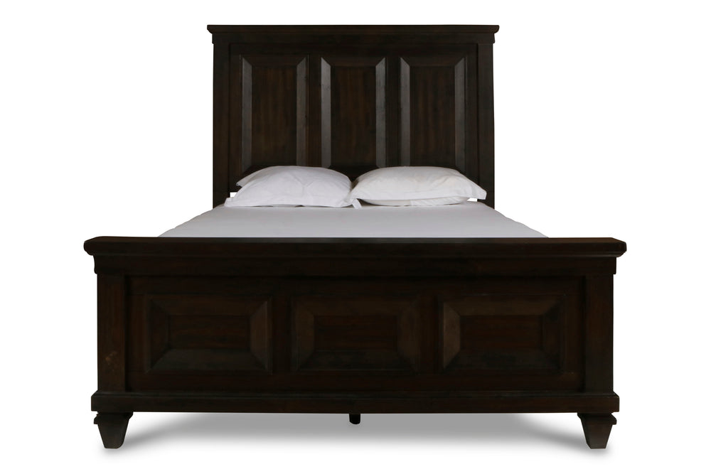 The Sevilla Wood Panel Bed is a masterfully crafted piece that embodies timeless craftsmanship and sophisticated design. Constructed from solid Acacia, enhanced by manufactured wood and Acacia wood veneers, it combines durability with the rich aesthetics 